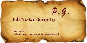 Pászka Gergely névjegykártya